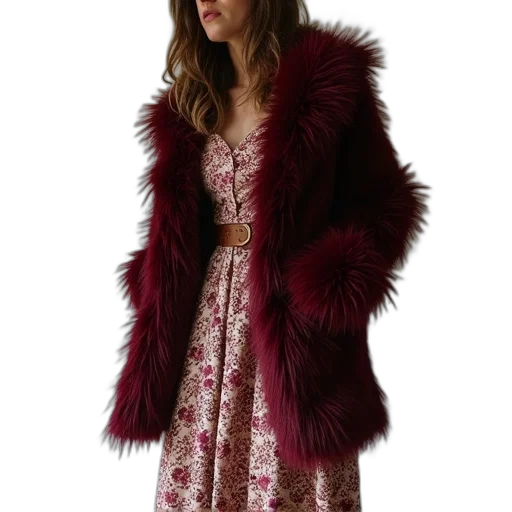 jacket, dress, red, person transparent PNG cut-out
