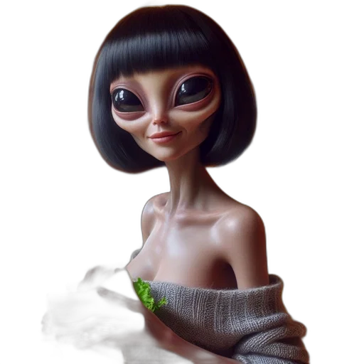 dress, creature, face, jacket transparent PNG cut-out