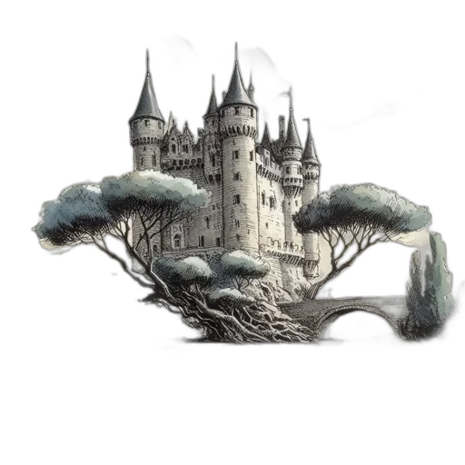 dragon, tree, crown, staff transparent PNG cut-out