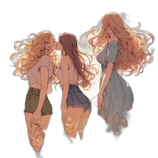 dress, hair, watercolor, concept art transparent PNG cut-out