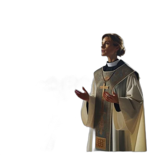 staff, woman, clad, religious transparent PNG cut-out