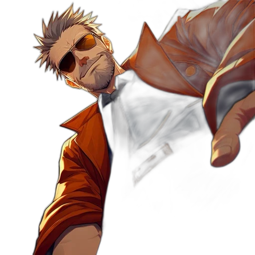 jacket, staff, concept art, comic book art transparent PNG cut-out