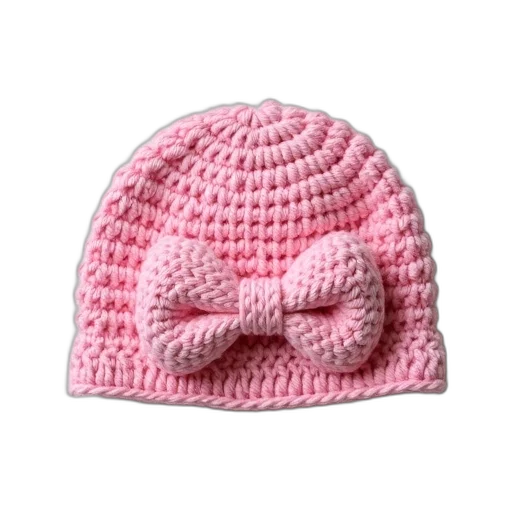 hat, crown, crocheted, pink transparent PNG cut-out