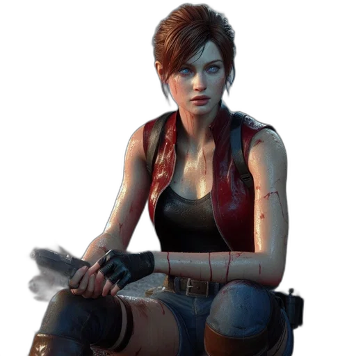 weapon, jacket, staff, face transparent PNG cut-out
