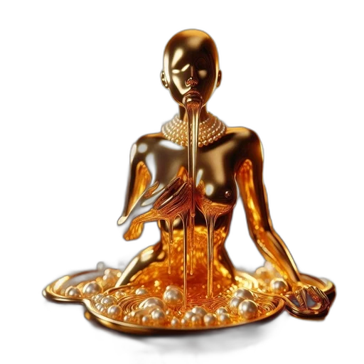jewelry, 3d render, golden, reflective transparent PNG cut-out