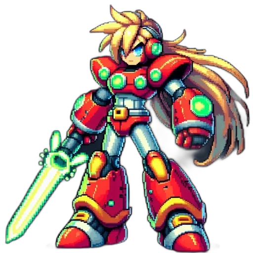 robot, weapon, sword, pixel art transparent PNG cut-out