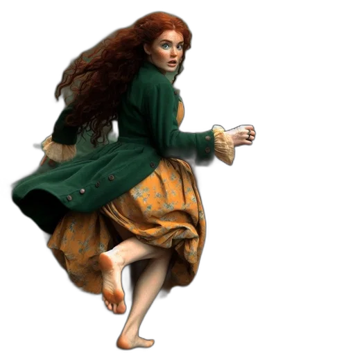 dress, jacket, hair, staff transparent PNG cut-out
