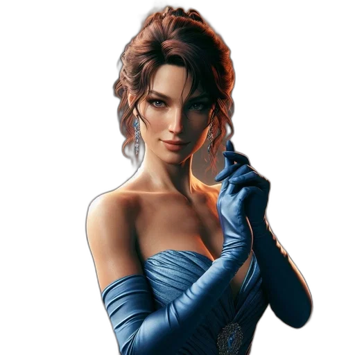 dress, face, jewelry, staff transparent PNG cut-out