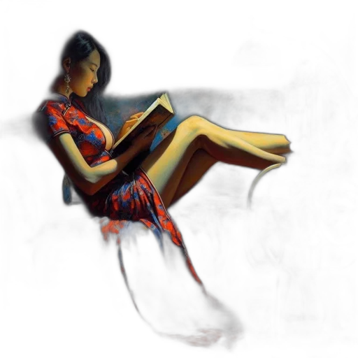 dress, shoes, oil painting, photorealistic transparent PNG cut-out