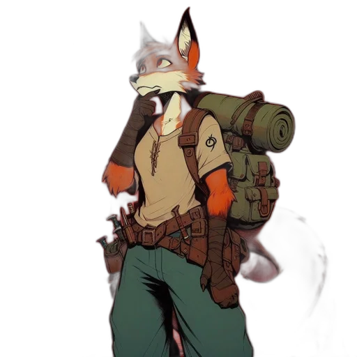 staff, jacket, animal, weapon transparent PNG cut-out