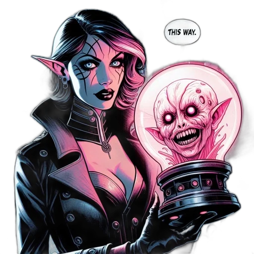 comic book art, concept art, fantasy art, neon lights transparent PNG cut-out