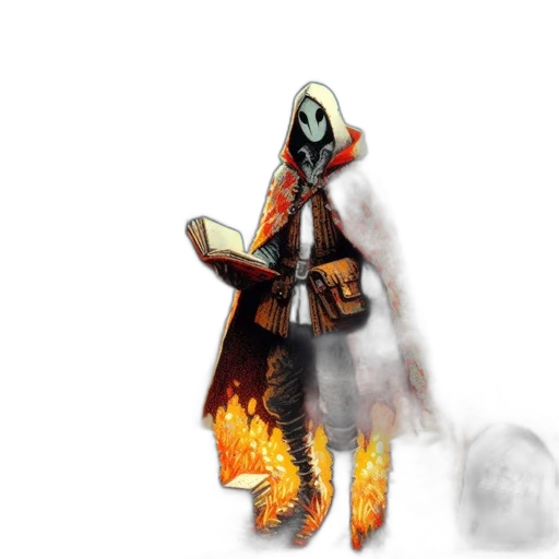 jacket, mask, staff, weapon transparent PNG cut-out