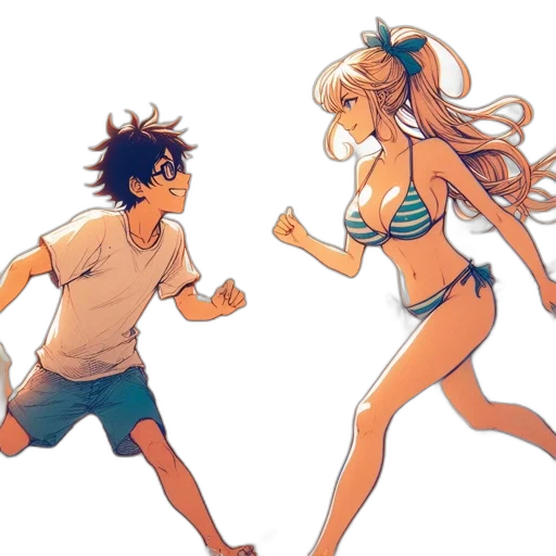 anime, concept art, watercolor, cartoon transparent PNG cut-out