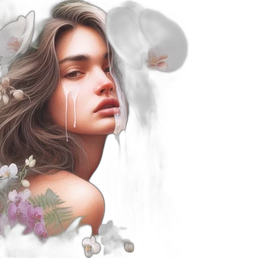 face, photorealistic, fantasy art, oil painting transparent PNG cut-out