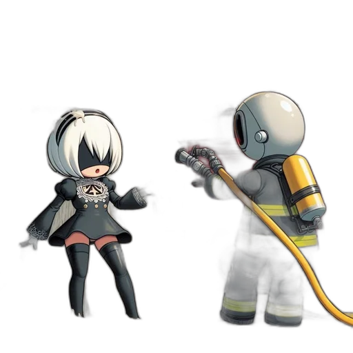 robot, staff, concept art, 3d render transparent PNG cut-out
