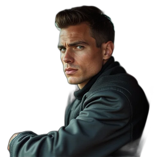 jacket, face, hair, staff transparent PNG cut-out