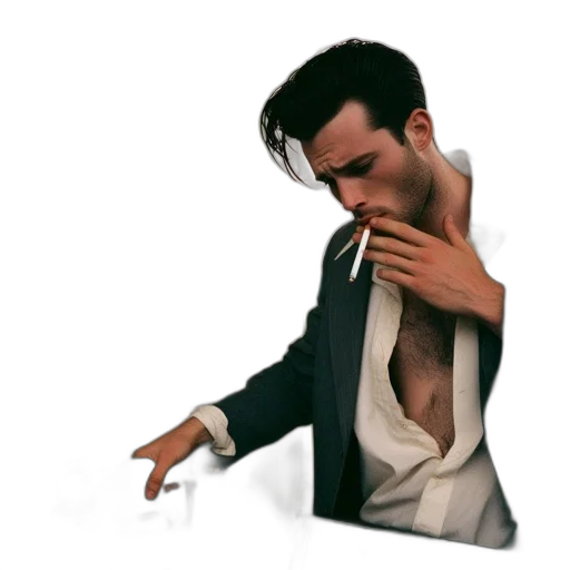 jacket, face, umbrella, photorealistic transparent PNG cut-out