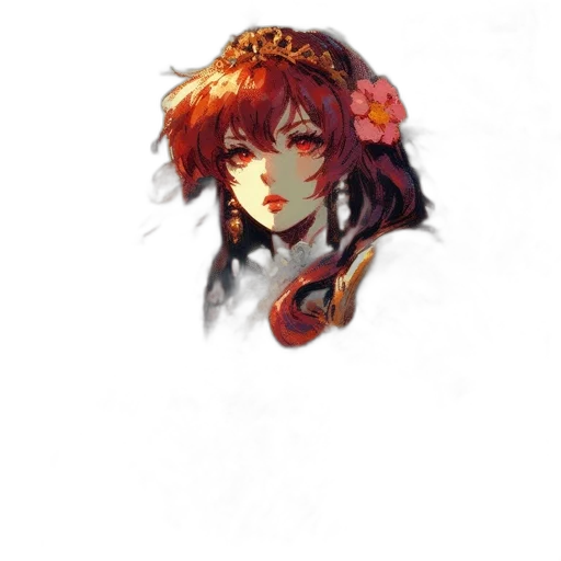 crown, flower, face, staff transparent PNG cut-out