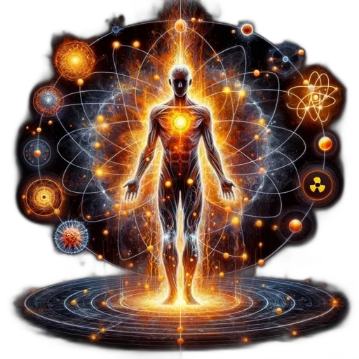robot, concept art, outer space, illuminated transparent PNG cut-out