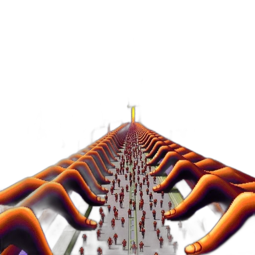 3d render, concept art, city street, procession transparent PNG cut-out