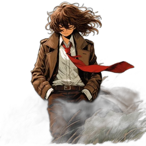jacket, staff, concept art, comic book art transparent PNG cut-out