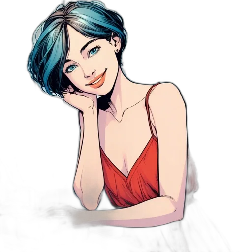dress, jewelry, face, cartoon transparent PNG cut-out