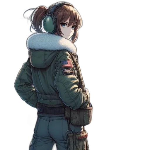 jacket, weapon, staff, robot transparent PNG cut-out