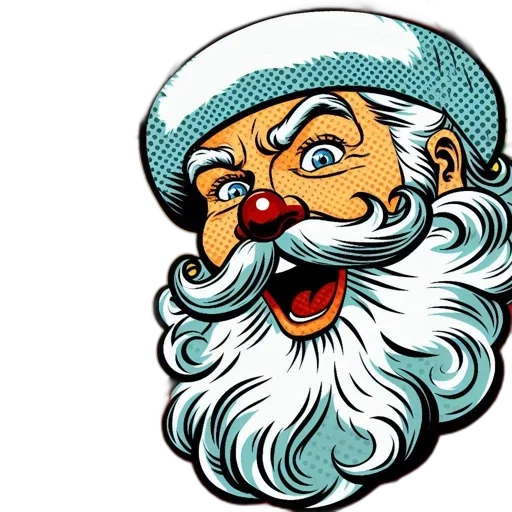 cartoon, comic-style, pop-art, santa transparent PNG cut-out