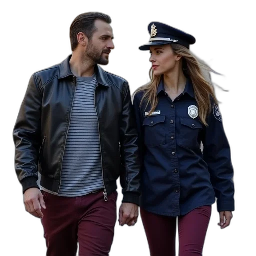 jacket, city street, man, woman transparent PNG cut-out