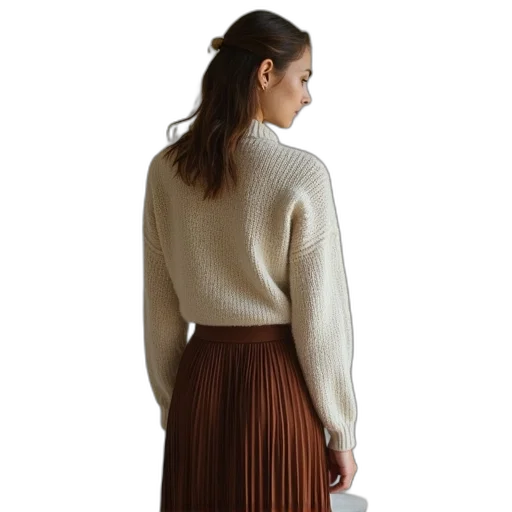 dress, jacket, hair, earth tones transparent PNG cut-out