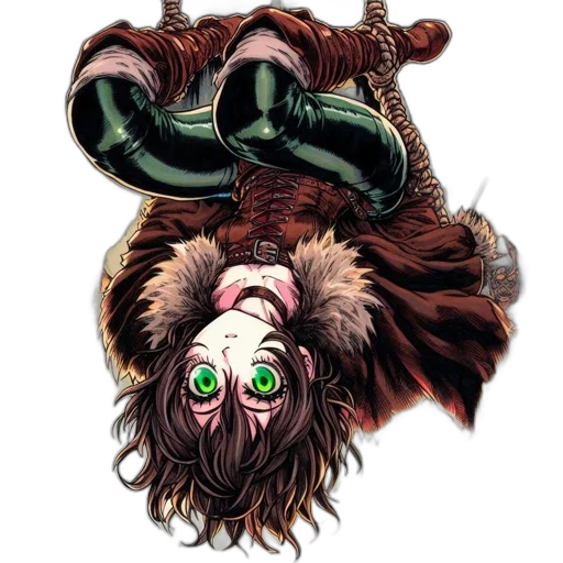creature, hair, mask, staff transparent PNG cut-out