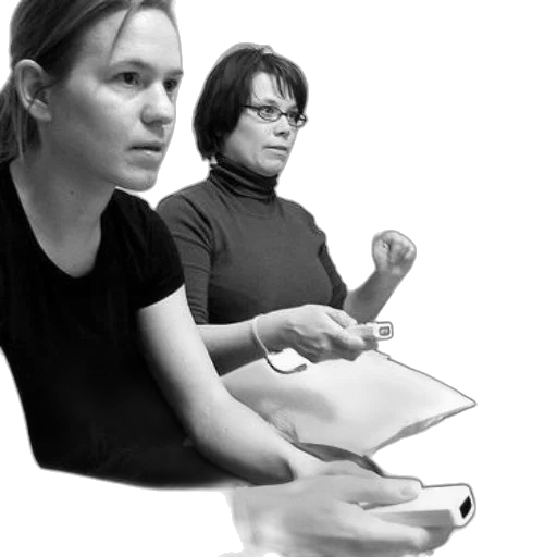 staff, two, women, sit transparent PNG cut-out