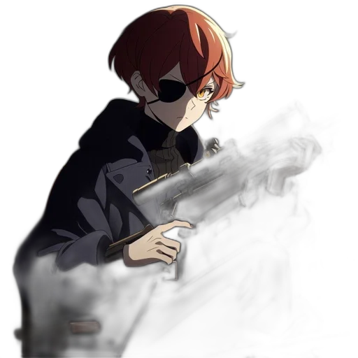 weapon, jacket, staff, mask transparent PNG cut-out