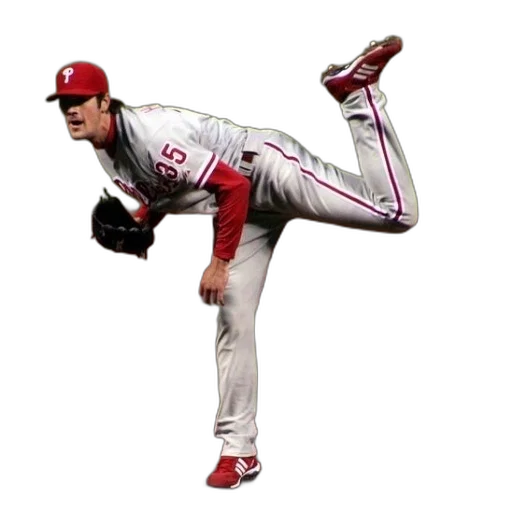 baseball, player, red, white transparent PNG cut-out