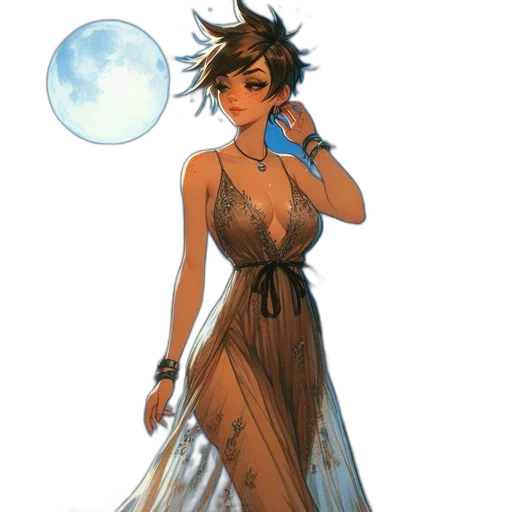 dress, staff, jewelry, concept art transparent PNG cut-out