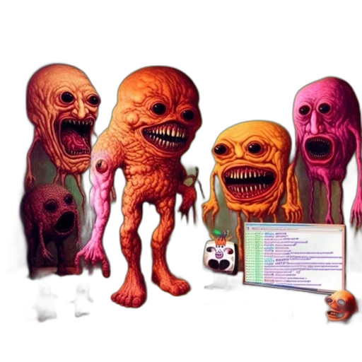 creature, mask, robot, pixel art transparent PNG cut-out