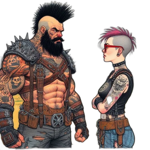 comic book art, concept art, cyberpunk, fantasy art transparent PNG cut-out