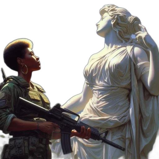 weapon, concept art, vaporwave, photorealistic transparent PNG cut-out