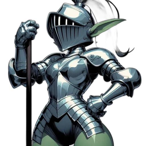 robot, staff, mask, comic book art transparent PNG cut-out