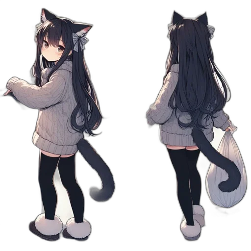 jacket, dress, creature, staff transparent PNG cut-out