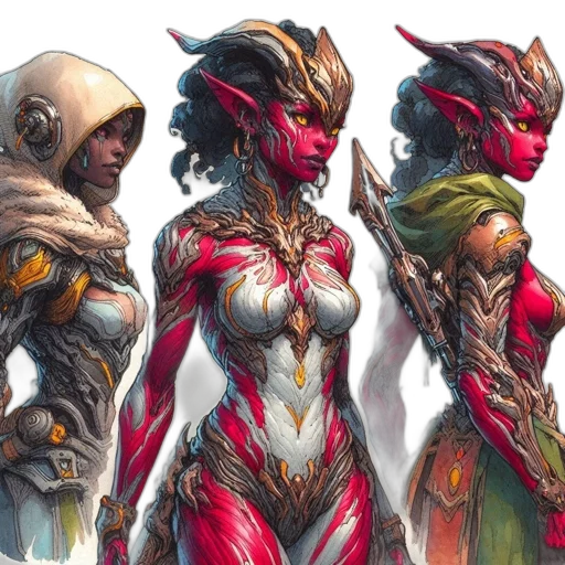 concept art, fantasy art, comic book art, red transparent PNG cut-out