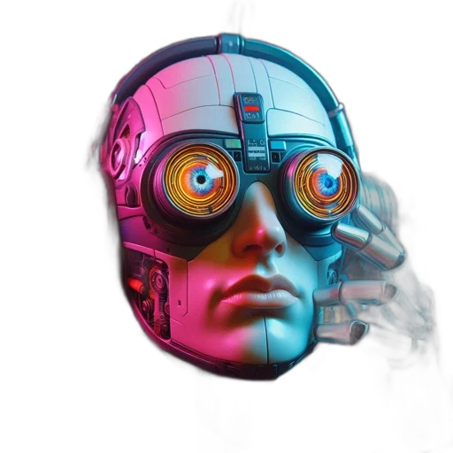 robot, mask, face, cyberpunk transparent PNG cut-out