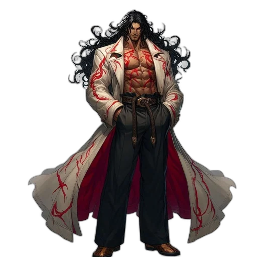 jacket, staff, concept art, fantasy art transparent PNG cut-out