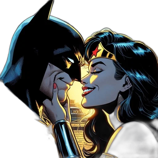 comic book art, neon lights, batman, wonder transparent PNG cut-out