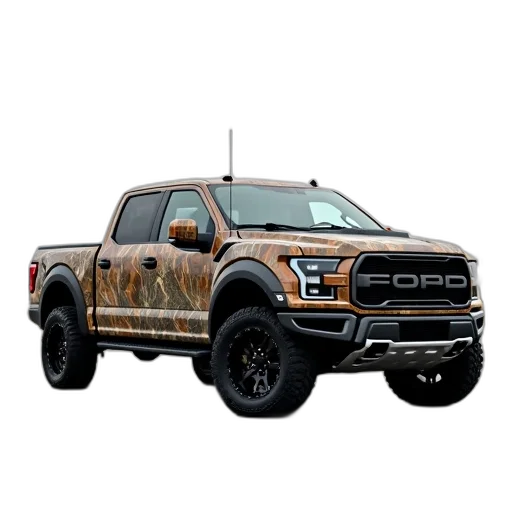 camouflage, pickup, truck, parked transparent PNG cut-out