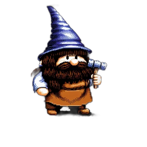 staff, hat, creature, pixel art transparent PNG cut-out