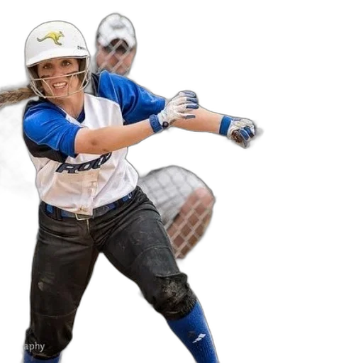 female, softball, player, action transparent PNG cut-out