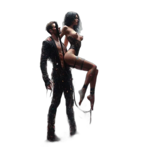 concept art, pixel art, cyberpunk, 3d render transparent PNG cut-out