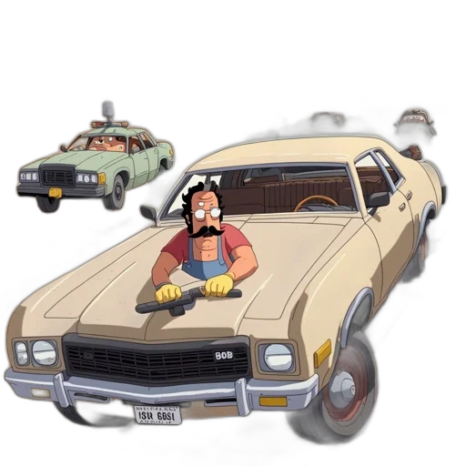 car, concept art, pixel art, cartoon transparent PNG cut-out