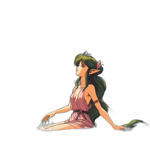 dress, dragon, creature, staff transparent PNG cut-out